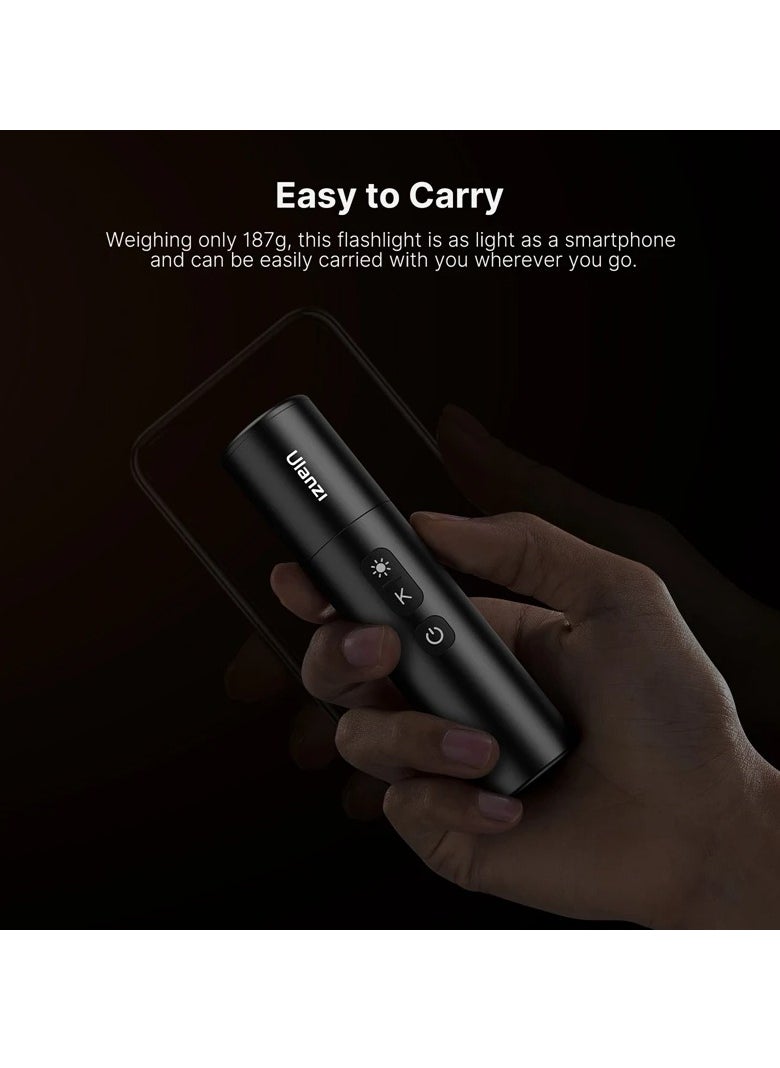 LM07 Videography Flashlight, Zoomable Photography Fill Light, Portable And Compact Rechargeable Flashlight, Strong Durable Ambience Light For Video Making, (1pc, Black)