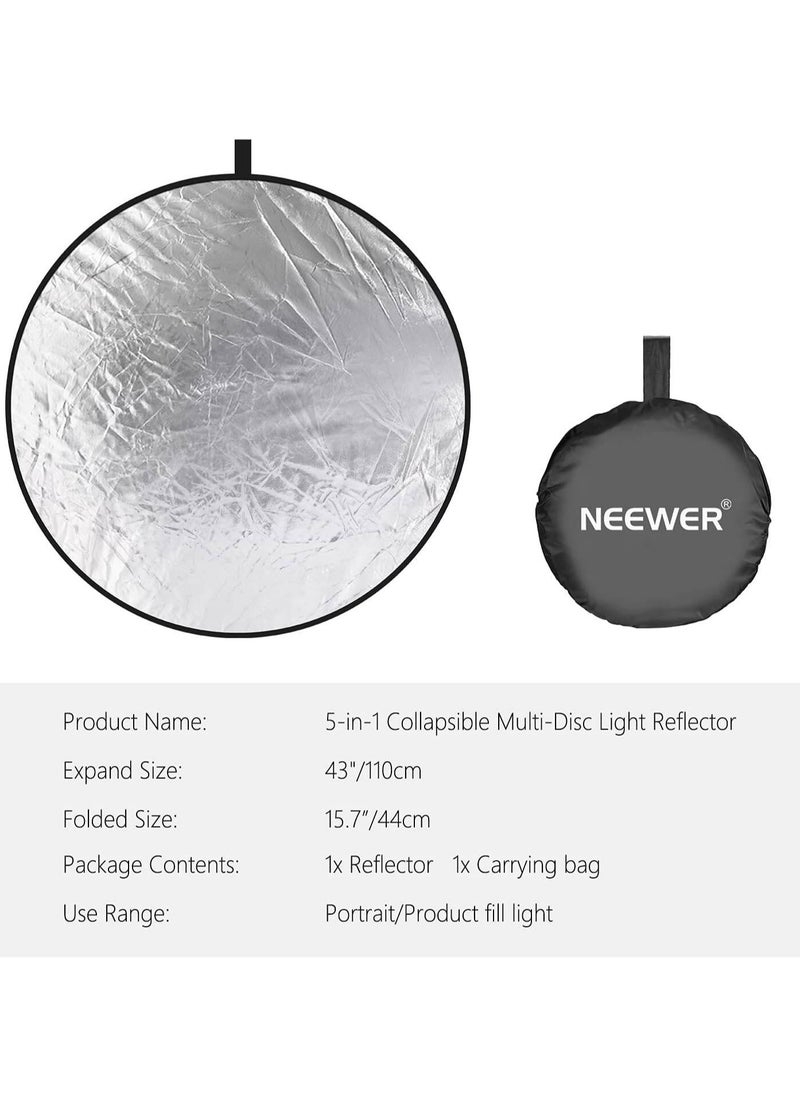 Neewer 5-in-1 Collapsible Multi-Disc Light Reflector (43