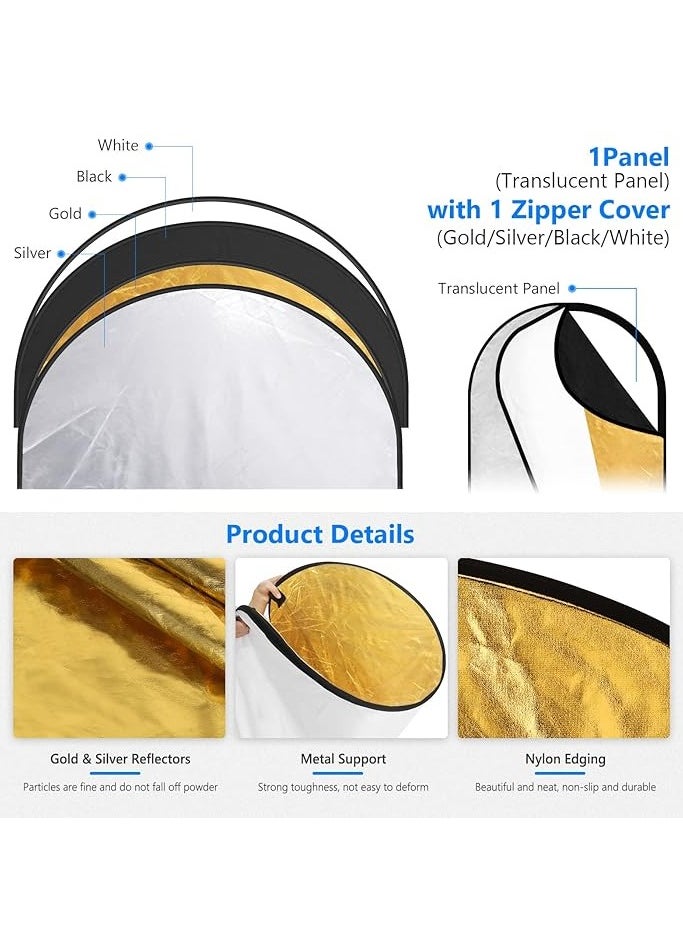 Neewer 5-in-1 professional, foldable, multi, disc, oval light reflector, 80 cm x 120 cm, 31 inches x 47 inches