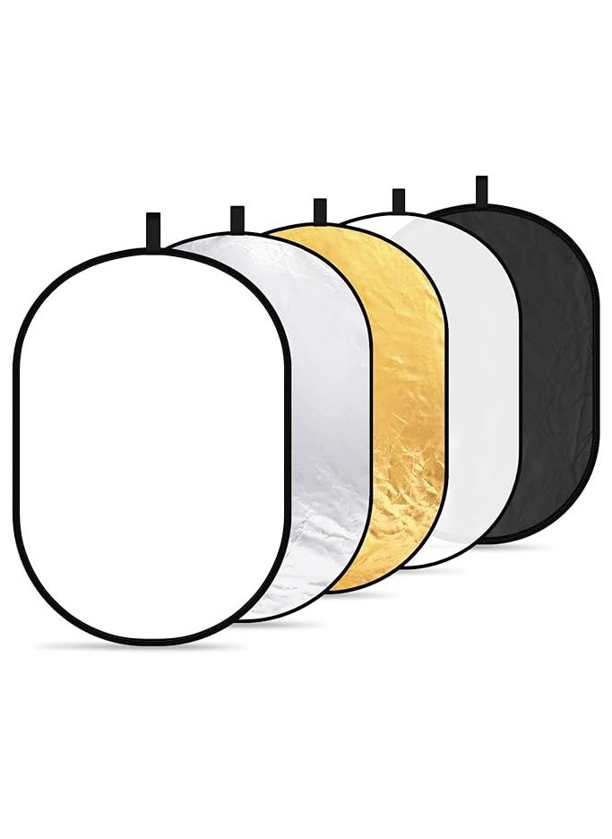 Neewer 5-in-1 professional, foldable, multi, disc, oval light reflector, 80 cm x 120 cm, 31 inches x 47 inches