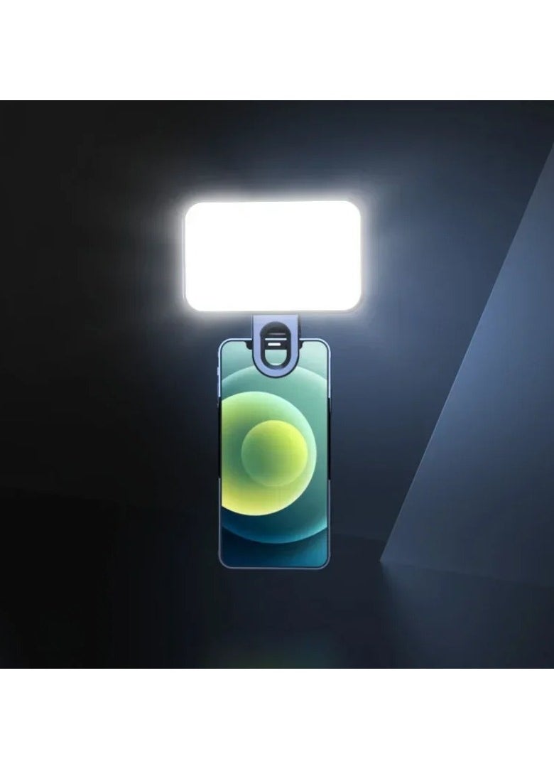 Selfie Light, Portable And Rechargeable Clip On LED Light, Long Lasting Durable Video Conference Light, LED Fill Light For Phone Laptop Tablet Computer Phone, (1pc, Black)