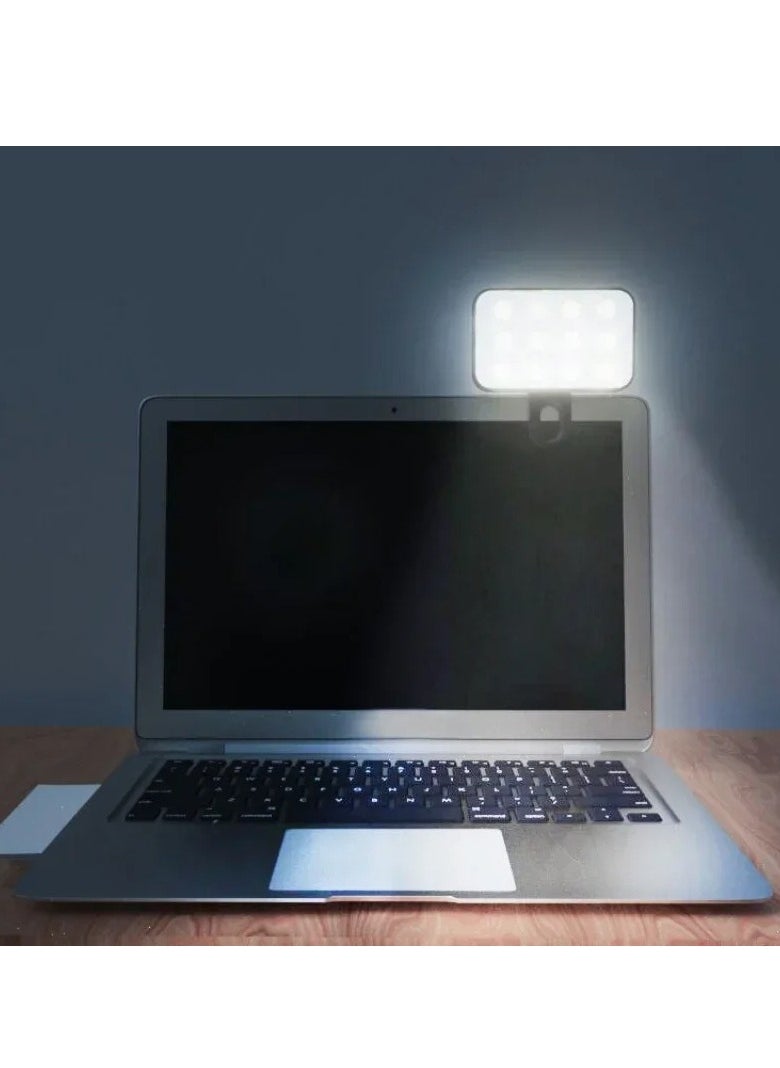 Selfie Light, Portable And Rechargeable Clip On LED Light, Long Lasting Durable Video Conference Light, LED Fill Light For Phone Laptop Tablet Computer Phone, (1pc, Black)
