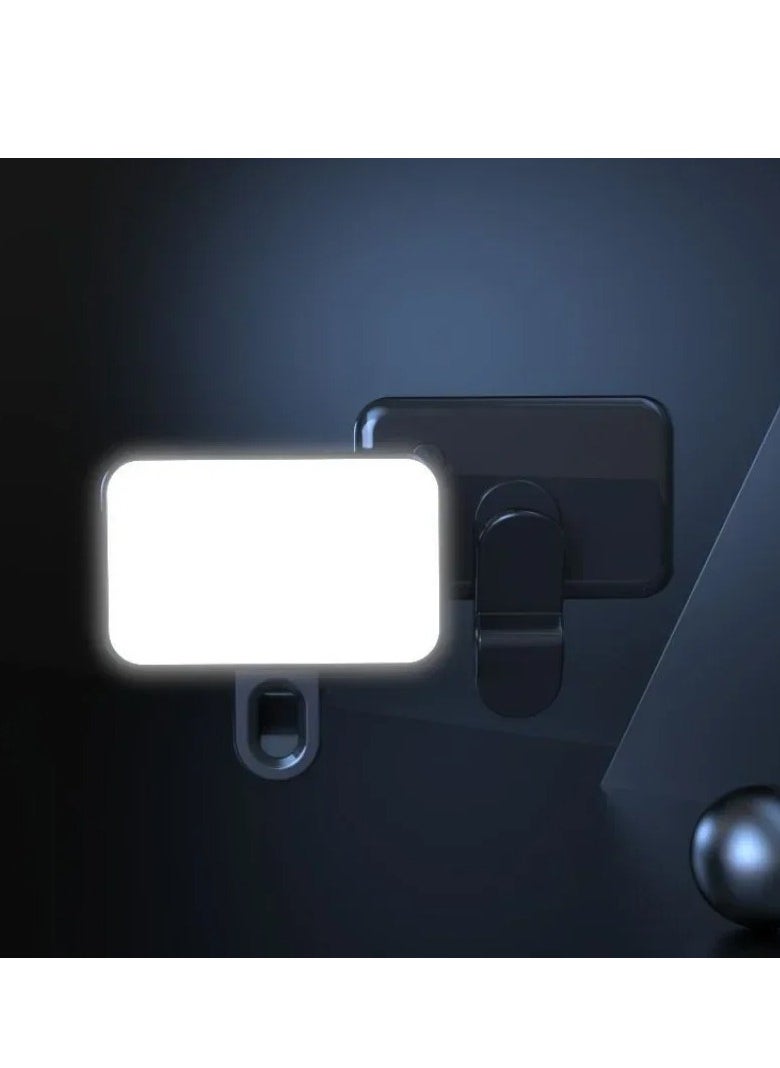 Selfie Light, Portable And Rechargeable Clip On LED Light, Long Lasting Durable Video Conference Light, LED Fill Light For Phone Laptop Tablet Computer Phone, (1pc, Black)
