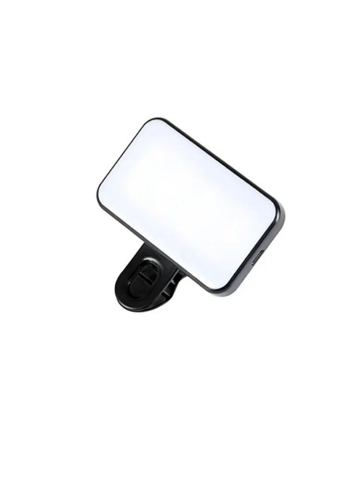 Selfie Light, Portable And Rechargeable Clip On LED Light, Long Lasting Durable Video Conference Light, LED Fill Light For Phone Laptop Tablet Computer Phone, (1pc, Black)