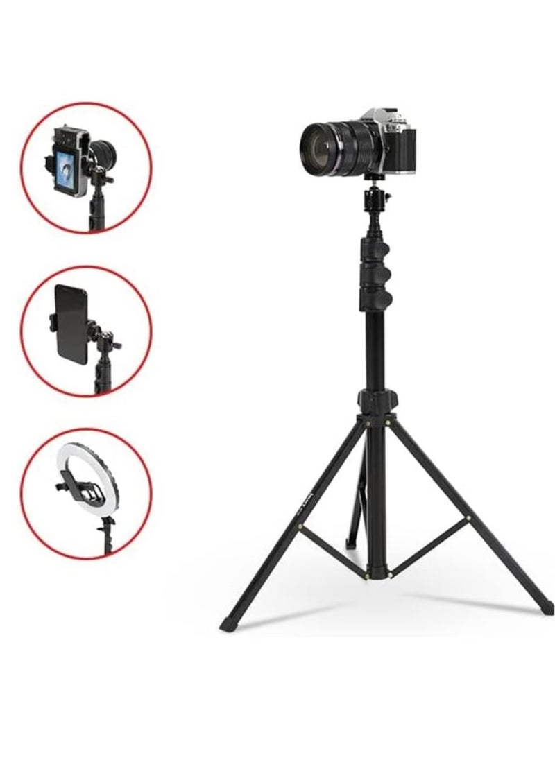 MT39 61inch Aluminum Extendable Cell Phone Tripod Stand with Selfie Stick Tripod and Phone Clip