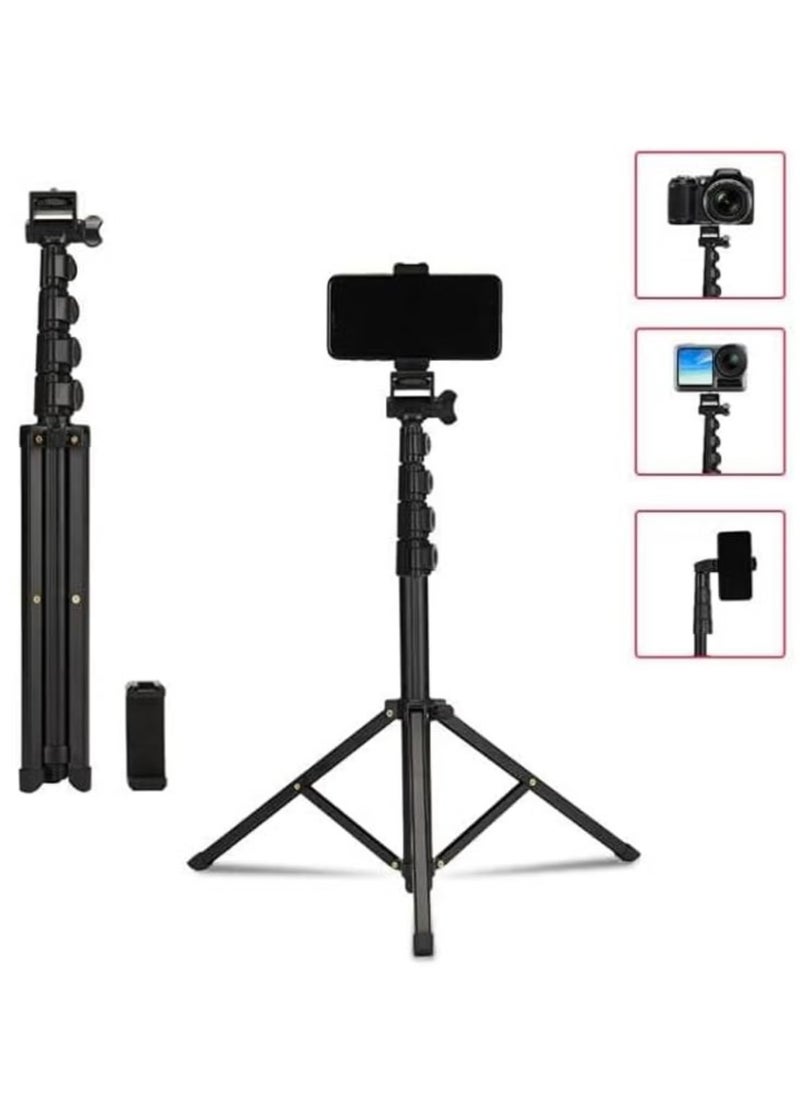 MT39 61inch Aluminum Extendable Cell Phone Tripod Stand with Selfie Stick Tripod and Phone Clip