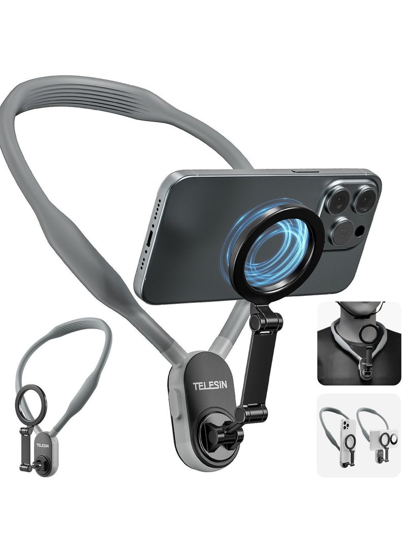 TELESIN Magnetic Neck POV Mount for Mobile Phone | MagSafe Compatible Cell Phone Neck Holder Vlog Selfie Mount Hand Free Chest Stand