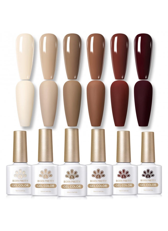 Brown Gel Nail Polish Skin Tone Nude Gel Polish Roasted Chestnuts Chocolate Gel Polish Collection Neutral Beige Khaki Gel Nail Polish Set Fall Winter Gel Nail Polish
