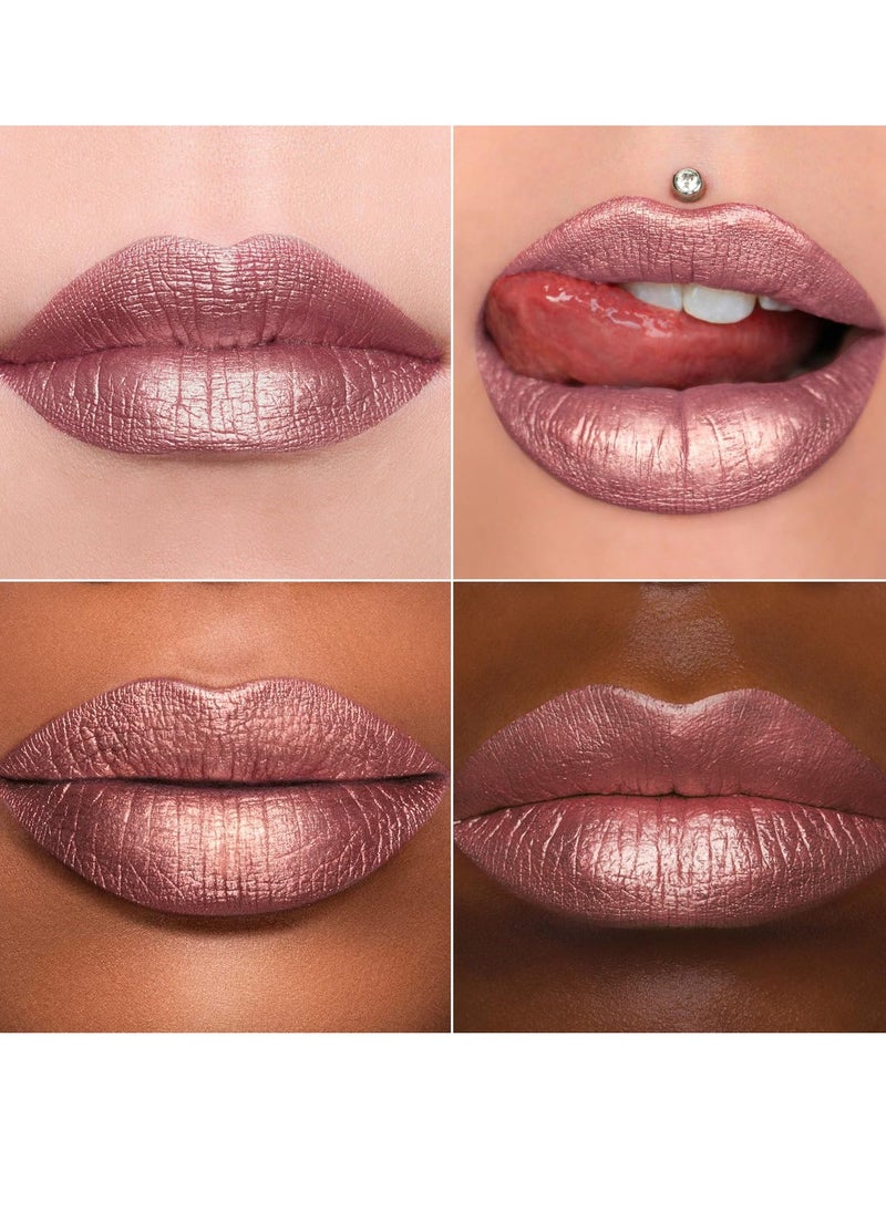 MAKI YIKA Metallic Pink Lipstick for Women Nude Lipsticks Long Lasting Shine Glitter Lipstick No Smudge No Transfer Liquid Lip Gloss (BR010 Sweet Sugar)
