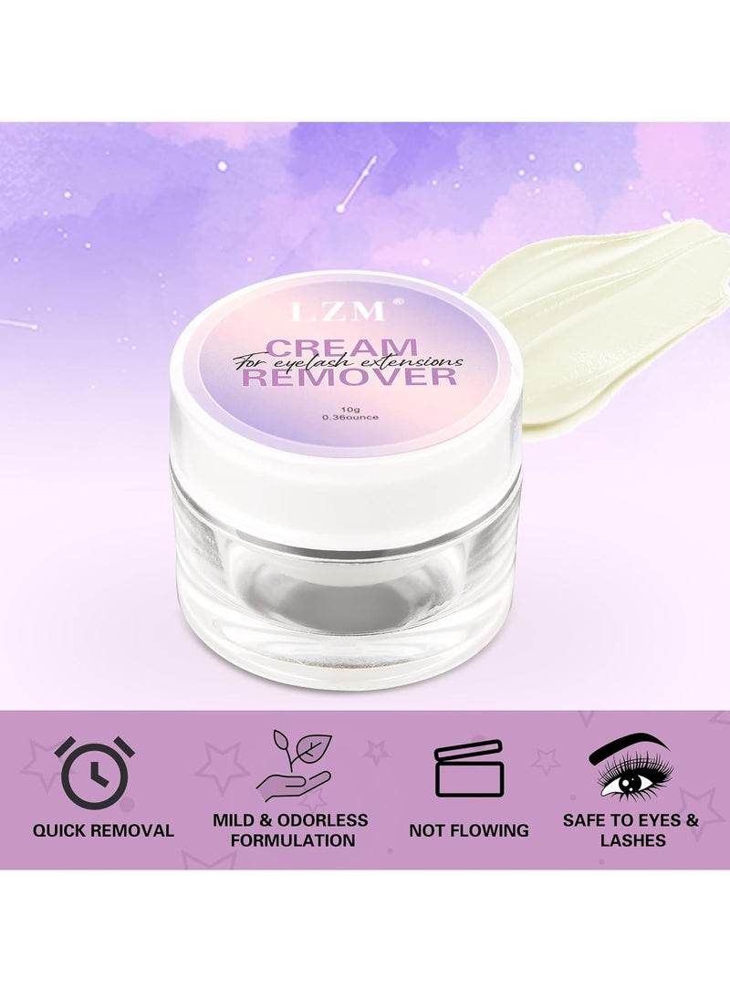 LZM Lash Remover for Lash Extensions,10g/0.35 oz Eyelash Extension Remover Cream Fast Dissolve Eyelash Glue, Lash Removal Low Irritation for Sensitive Skin with 25pcs Remover Tools