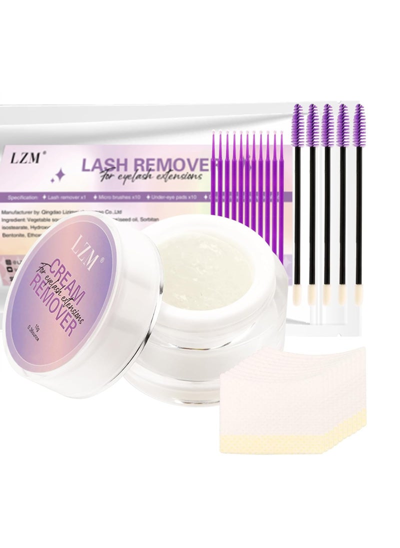 LZM Lash Remover for Lash Extensions,10g/0.35 oz Eyelash Extension Remover Cream Fast Dissolve Eyelash Glue, Lash Removal Low Irritation for Sensitive Skin with 25pcs Remover Tools