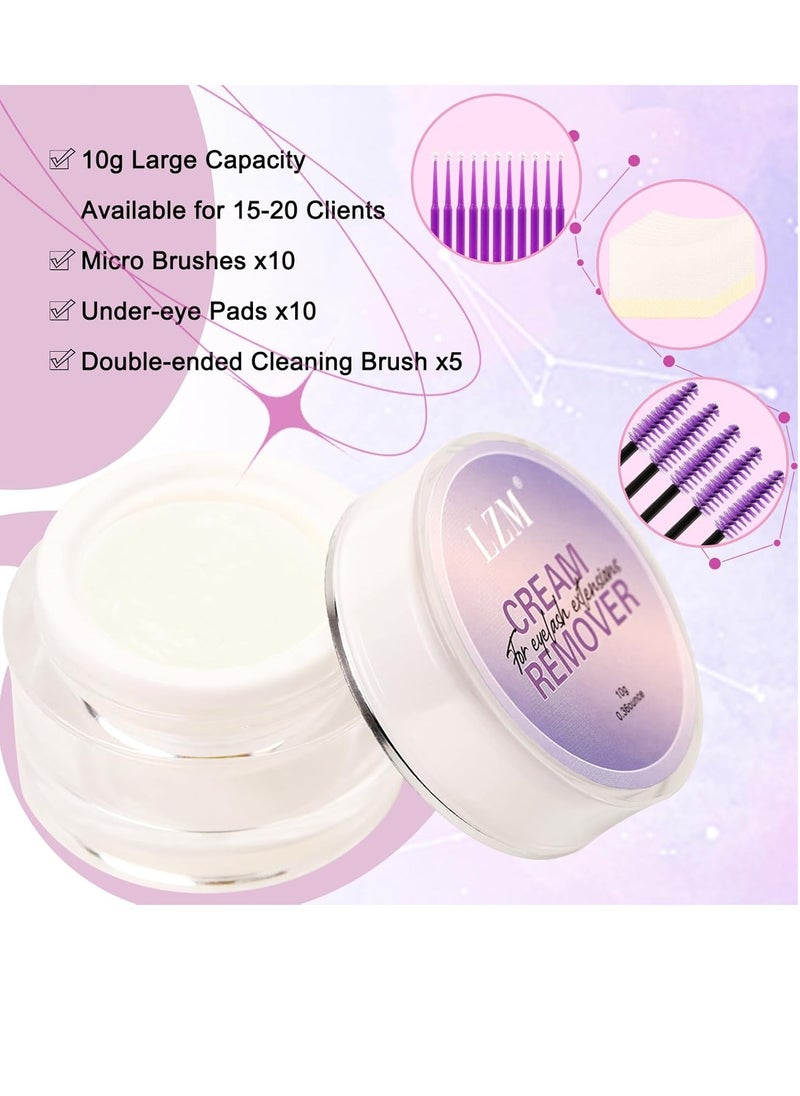 LZM Lash Remover for Lash Extensions,10g/0.35 oz Eyelash Extension Remover Cream Fast Dissolve Eyelash Glue, Lash Removal Low Irritation for Sensitive Skin with 25pcs Remover Tools