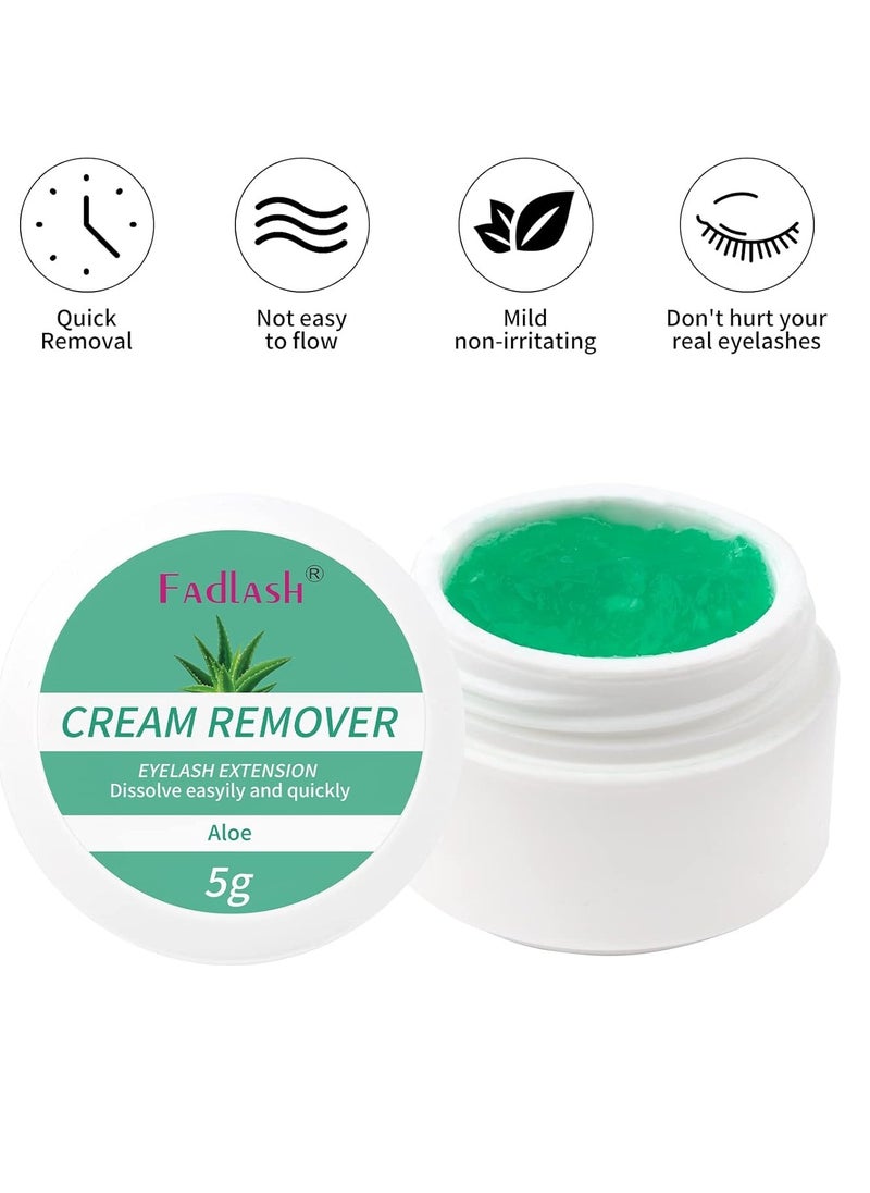 Lash Remover for Professional Eyelash Extensions Dissolves Powerful Cream Lash Remover Low Irritation Lash Extension Remover Eyelash Glue Remover for Salon 5g (Aloe)
