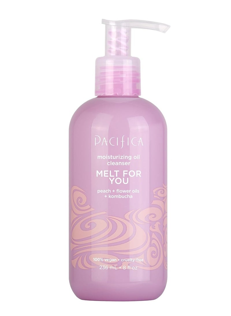 Pacifica Facial Cleanser Oil – Melt For You Daily Hydrating Face Wash & Makeup Remover, Infused w/Kombucha, Botanical & Peach Oils, Natural Scented, Vegan, Clean Beauty, Dermatologist Tested