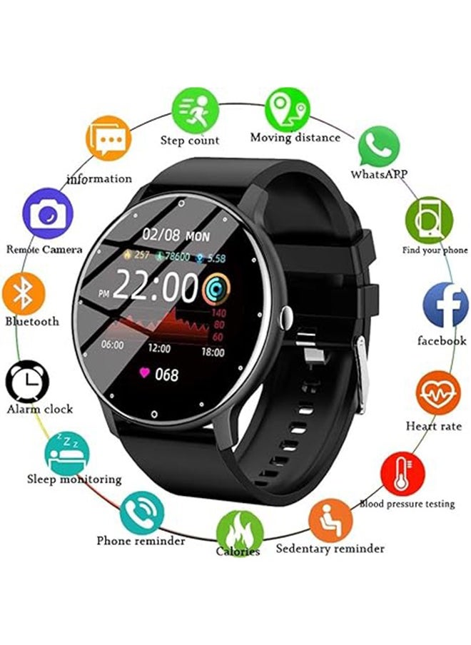 Smart Watch for Women Men,Bluetooth Tactical Smartwatch for Android and iPhone,IP67 Waterproof Outdoor Fitness Tracker with Heart Rate SpO2 Sleep Monitor,Black