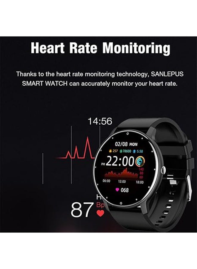 Smart Watch for Women Men,Bluetooth Tactical Smartwatch for Android and iPhone,IP67 Waterproof Outdoor Fitness Tracker with Heart Rate SpO2 Sleep Monitor,Black
