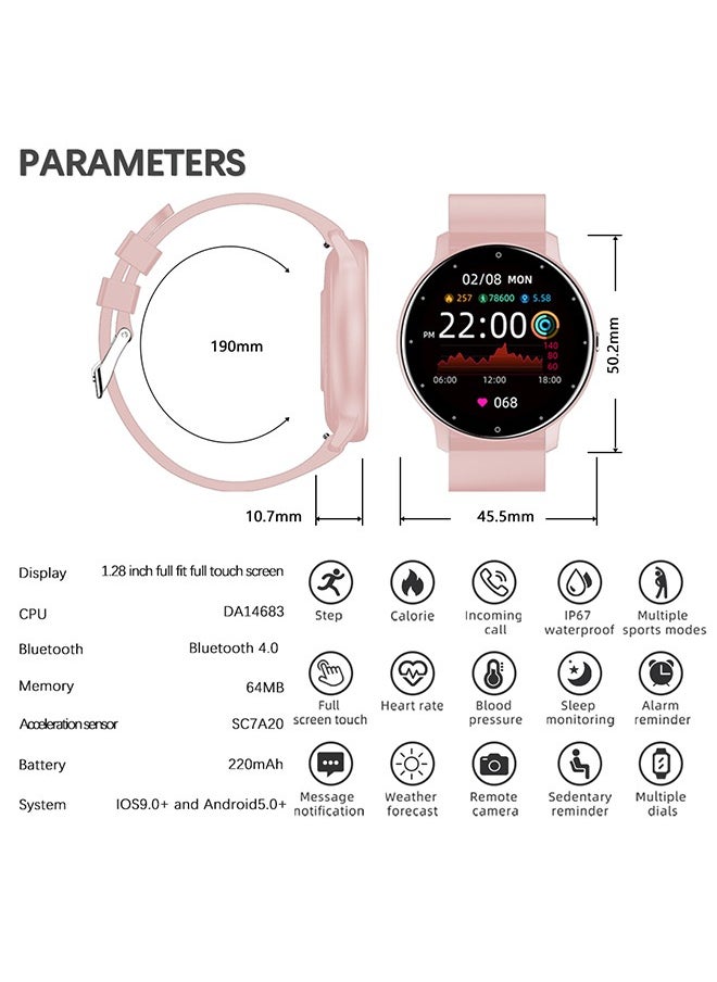 Smart Watch for Women Men,Bluetooth Tactical Smartwatch for Android and iPhone,IP67 Waterproof Outdoor Fitness Tracker with Heart Rate SpO2 Sleep Monitor,Pink