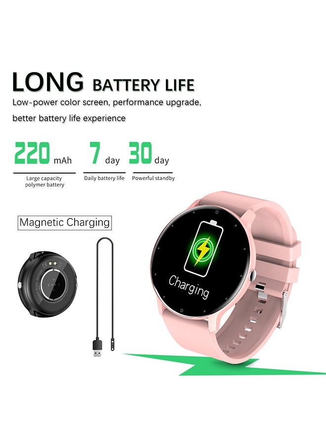 Smart Watch for Women Men,Bluetooth Tactical Smartwatch for Android and iPhone,IP67 Waterproof Outdoor Fitness Tracker with Heart Rate SpO2 Sleep Monitor,Pink