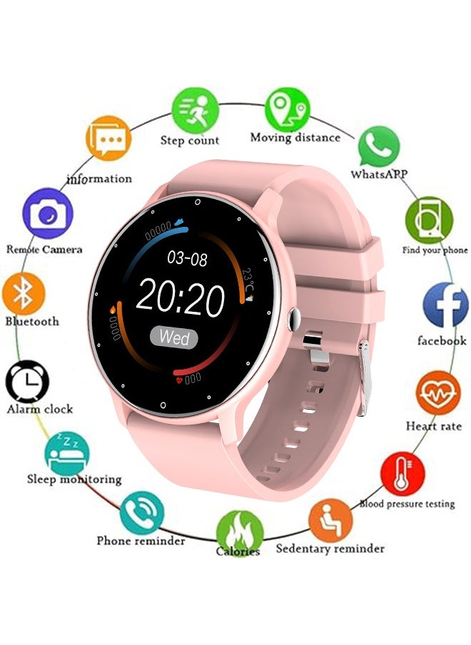 Smart Watch for Women Men,Bluetooth Tactical Smartwatch for Android and iPhone,IP67 Waterproof Outdoor Fitness Tracker with Heart Rate SpO2 Sleep Monitor,Pink