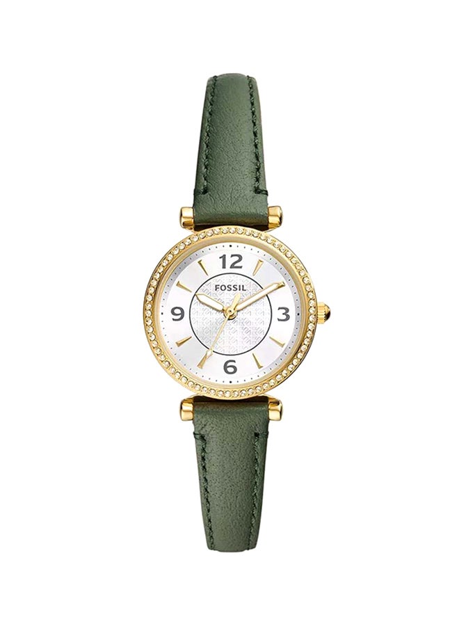 Women's Carlie Three-Hand Green LiteHide™ Leather Watch ES5298 - 28mm