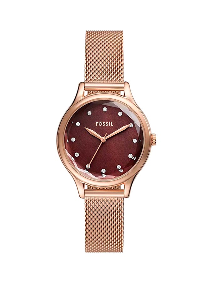 Women's Laney Three-Hand Rose Gold-Tone Stainless Steel Mesh Watch BQ3978 - 34mm