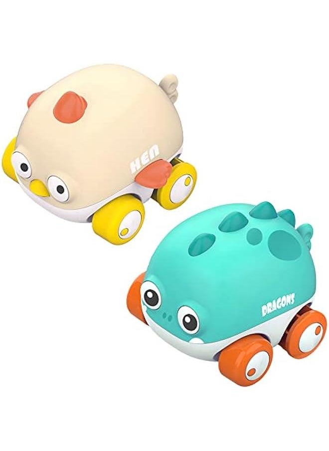 2PCS Amphibious Animal Car Toy, Windup Duck Bath Toy Dragon Car Toy Hen Car Bathtub Toy Cartoon Animal Car Water Toy Inertial Car Toy Land & Water Dual Mode Car Toy (Dragon+Hen)