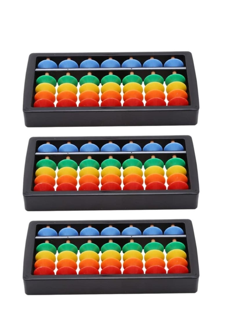 3pcs Chinese Abacus Rainbow Color Column Soroban Vintage Chinese Calculator Math Counting Tool Toy for Students Kid