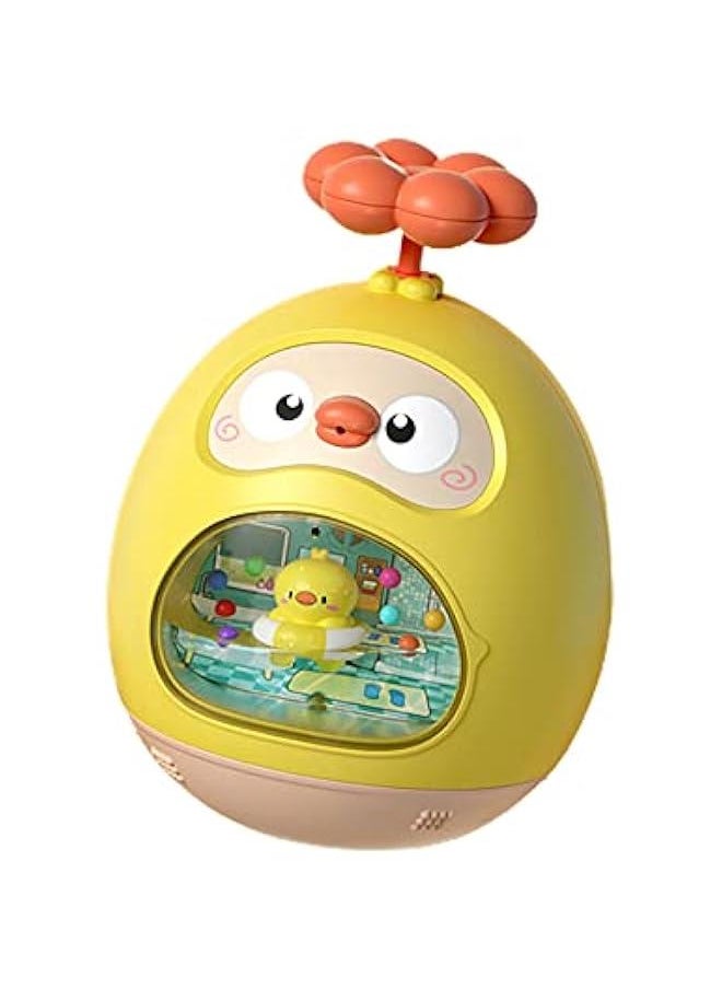 Multifunctional Tumbler Toy for Kids, Amphibious Tumbler Bathtub Tumbler Duck Bath Toy Tumbler Water Toy Duckling Tub Toy with Spray Water & Rattle Function (Yellow)