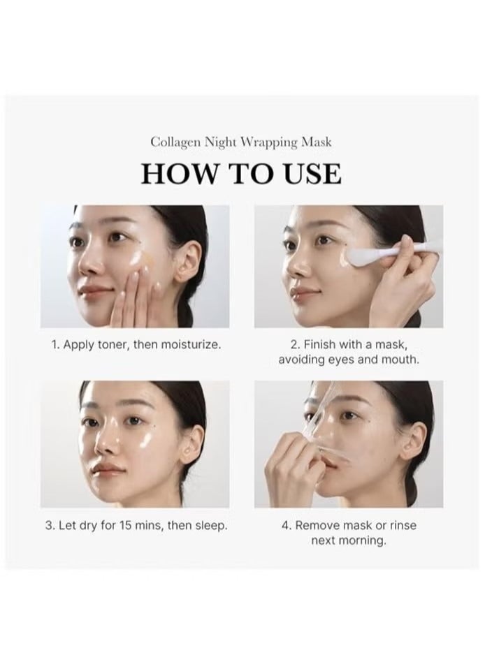 Collagen Night Wrapping Cream Overnight Sleeping Mask to protect skin elasticity with Collagen Skin elasticity visible improved Korean skincare (2.53 fl.oz.)