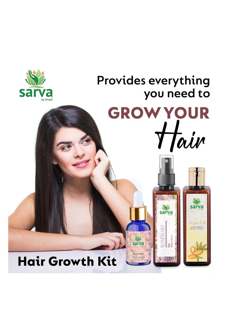 SARVA by Anadi 100% Pure & Natural Rosemary Water Spray for Hair Growth | Hydrosol Hair Mist Spray | Strengthens Hair, Reduces Scalp Itching & Breakage | Helps Control Hairfall | Men & Women | 100 ML