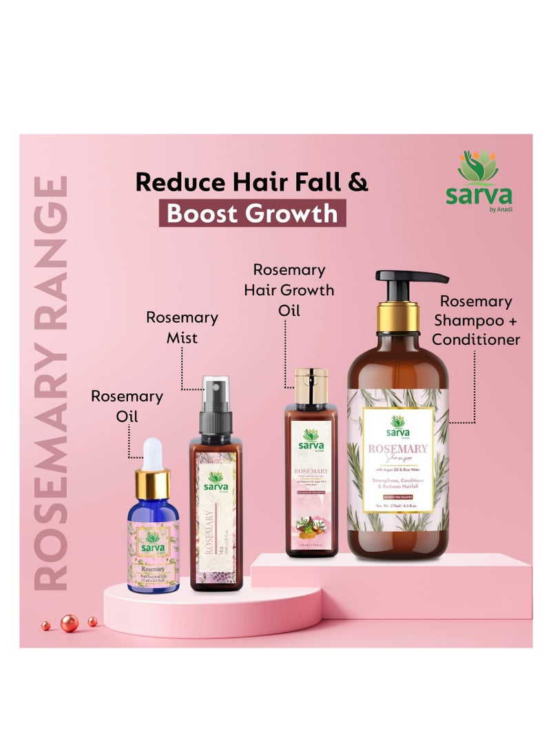 SARVA by Anadi 100% Pure & Natural Rosemary Water Spray for Hair Growth | Hydrosol Hair Mist Spray | Strengthens Hair, Reduces Scalp Itching & Breakage | Helps Control Hairfall | Men & Women | 100 ML