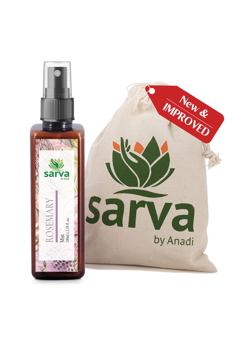 SARVA by Anadi 100% Pure & Natural Rosemary Water Spray for Hair Growth | Hydrosol Hair Mist Spray | Strengthens Hair, Reduces Scalp Itching & Breakage | Helps Control Hairfall | Men & Women | 100 ML