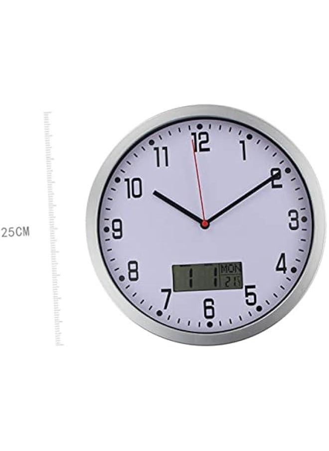 1pc 10 Clock with Humidity and Temperature Wall Clock Vintage Clock Clocks Clock with Hygrometer Outdoor Clock Humidity Meter for Home Hygrometer Hanging Clock Battery Clock Silver