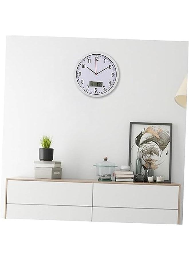 1pc 10 Clock with Humidity and Temperature Wall Clock Vintage Clock Clocks Clock with Hygrometer Outdoor Clock Humidity Meter for Home Hygrometer Hanging Clock Battery Clock Silver