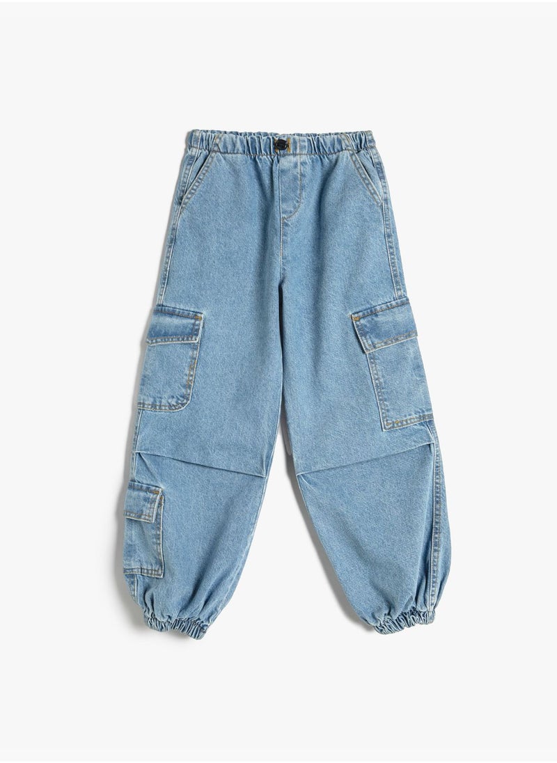 Parachute Jean - Adjustable Waistband Pockets Cotton