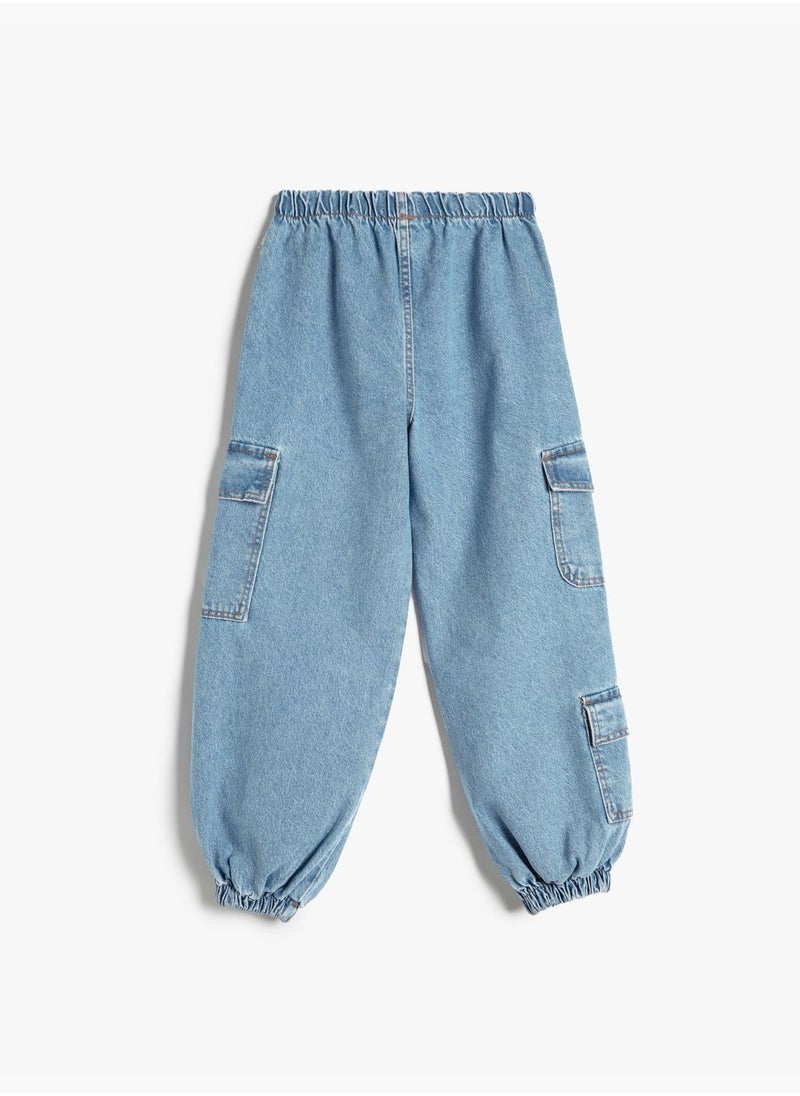 Parachute Jean - Adjustable Waistband Pockets Cotton