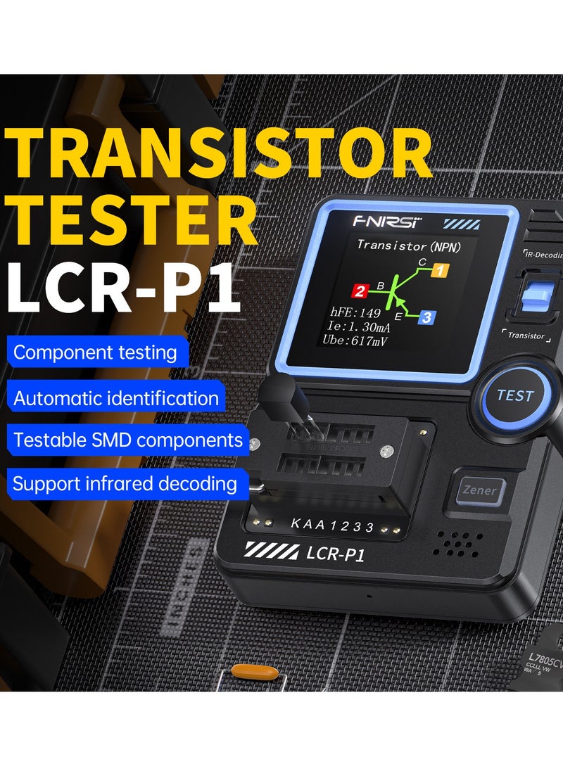 FNIRSI LCR-P1 Transistor Tester, Diode Triode Capacitor Resistance, LCR ESR Meter MOSFET NPN PNP SMD Multifunction Tester