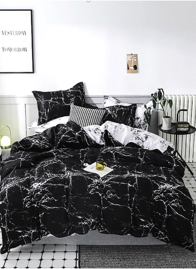 Single Size Bedding Set 4 Pieces Without Filler, Marble Design.