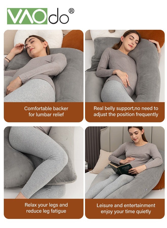 Pregnancy Pillows for Sleeping U Shaped Full Body Maternity Pillow with Removable Cover Support for Back Legs Belly Hips for Pregnant Women Pregnancy Pillow for Women Grey