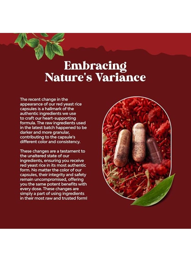 Extra Strength Red Yeast Rice Supplement - Potent Citrinin-Free Red Yeast Rice 1200 mg. Capsules with CoQ10 100mg - Naturally Occurring Monacolin K for Heart Health & Cellular Energy Boost 120ct