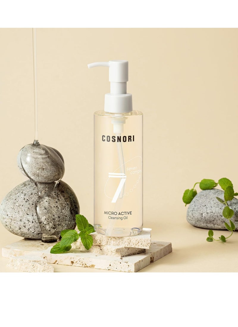 COSNORI Micro Active Cleansing Oil – Korean Vegan Facial Cleansing Oil, Fresh and Light Finish – Gentle Makeup Remover for Face, Hypoallergic, Fermented Oil Complexes, 6.7 fl.oz.