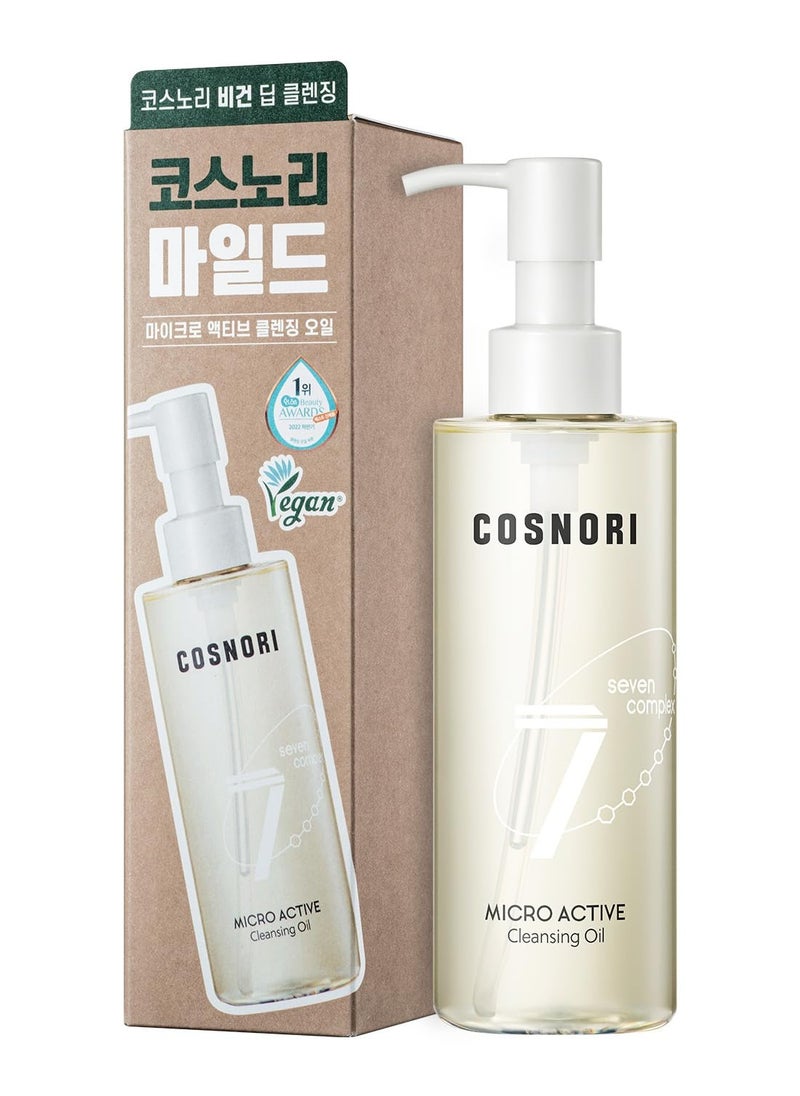 COSNORI Micro Active Cleansing Oil – Korean Vegan Facial Cleansing Oil, Fresh and Light Finish – Gentle Makeup Remover for Face, Hypoallergic, Fermented Oil Complexes, 6.7 fl.oz.