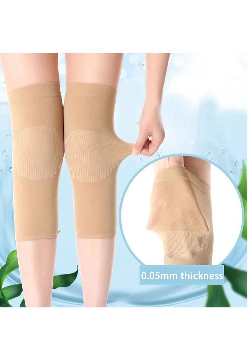 2 Pairs Thermal Warmer Knee Support Sleeve Breathable Stretchy Knee Brace Anti Skid Pads Cashmere Knit Compression Knee Pads Pain Joint Arthritis Relief for Gym Running Cycling Dancing