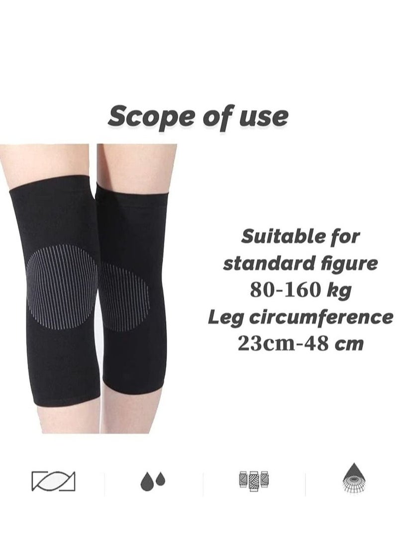 2 Pairs Thermal Warmer Knee Support Sleeve Breathable Stretchy Knee Brace Anti Skid Pads Cashmere Knit Compression Knee Pads Pain Joint Arthritis Relief for Gym Running Cycling Dancing