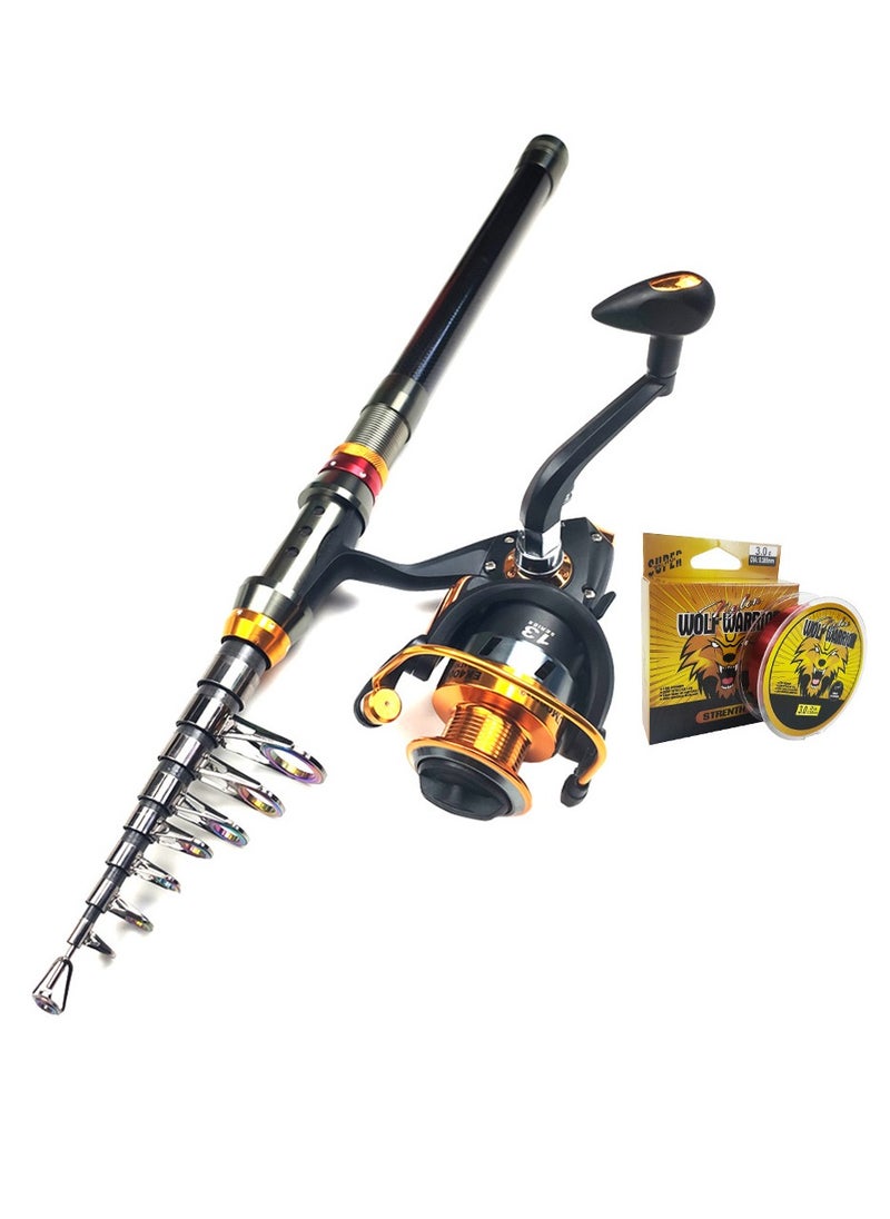 Fishing Rod and Reel Combo Carbon Fiber Telescopic Fishing Rod  Rod Fishing Set -1.8M