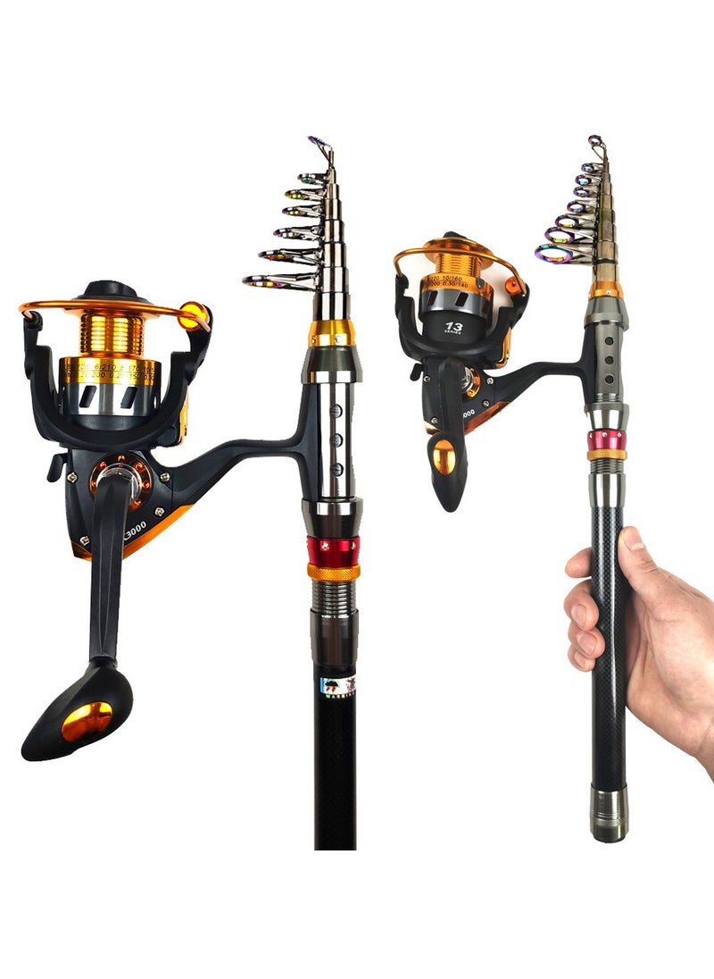 Fishing Rod and Reel Combo Carbon Fiber Telescopic Fishing Rod  Rod Fishing Set -1.8M