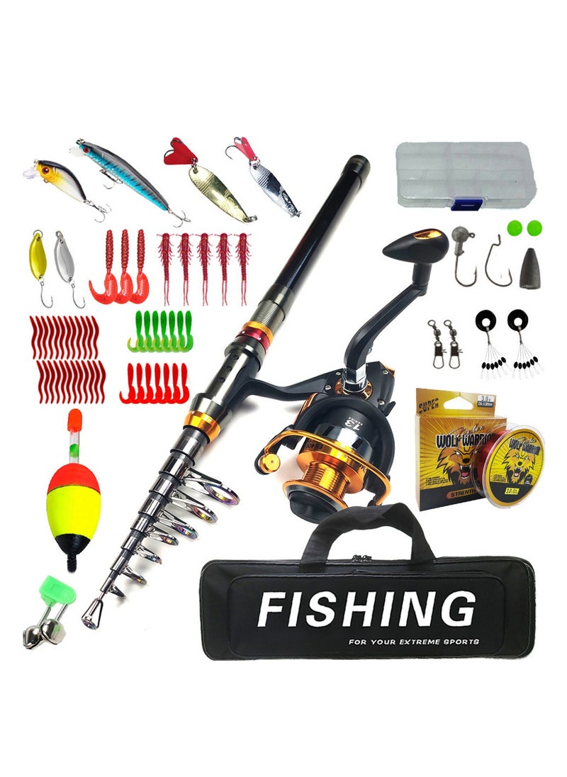 Fishing Rod and Reel Combo Carbon Fiber Telescopic Fishing Rod  Rod Fishing Set -1.8M