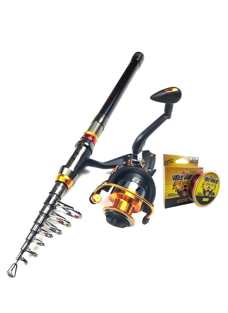 Fishing Rod and Reel Combo Carbon Fiber Telescopic Fishing Rod  Rod Fishing Set -2.4M