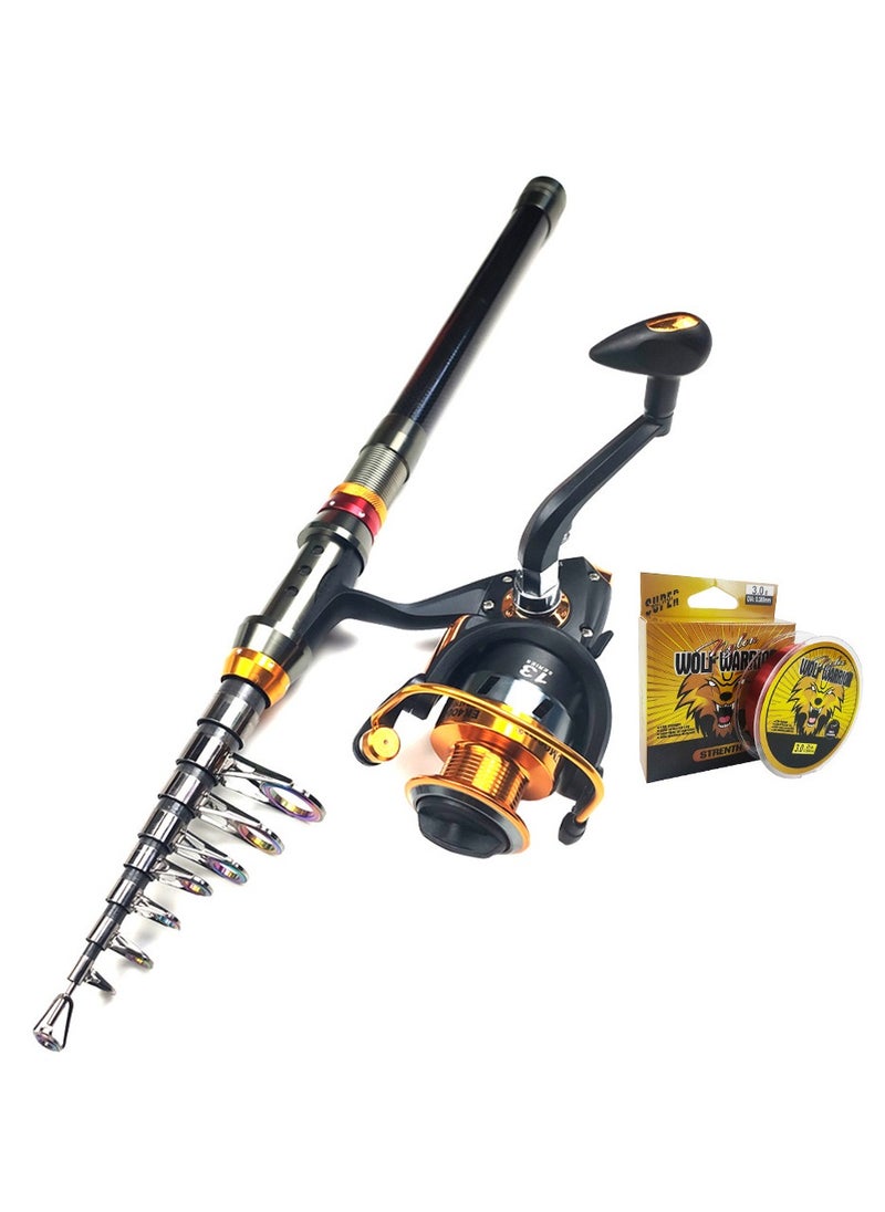 Fishing Rod and Reel Combo Carbon Fiber Telescopic Fishing Rod  Rod Fishing Set -2.7M