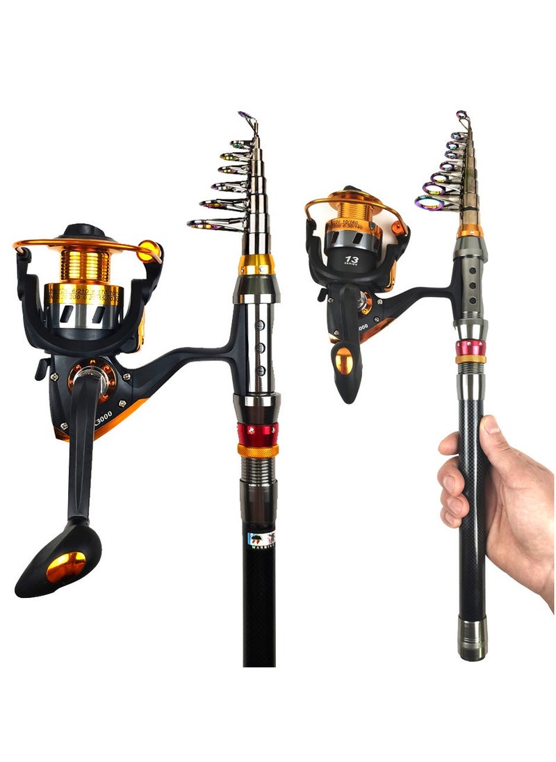 Fishing Rod and Reel Combo Carbon Fiber Telescopic Fishing Rod  Rod Fishing Set -2.7M